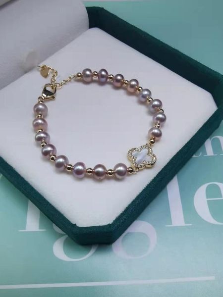 

bangle natural 6-7mm white pink purple freshwater pearl mother shell accessories golden clasp extended chain bracelet long 16+4cm, Black