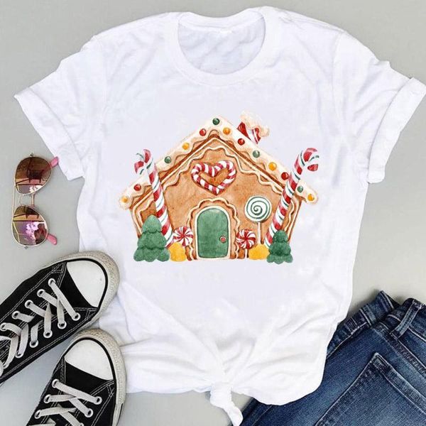 

women's t-shirt merry christmas love watercolor 90s cartoon holiday women fashion t-shirts clothes happy year graphic female tshirt tee, White