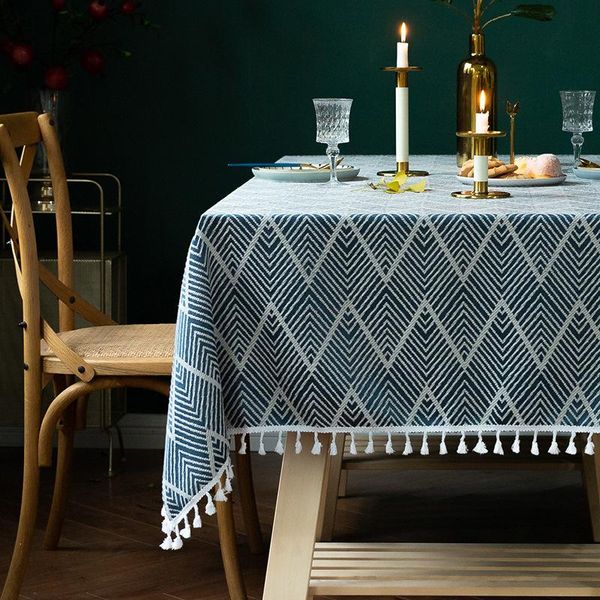 

table cloth nordic ins tassel american party simple solid color dining tablecloth
