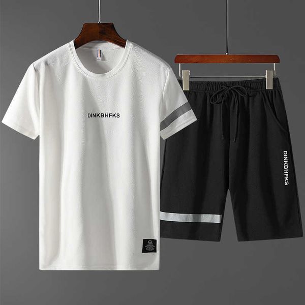 

2021 fashion brand short sleeve t-shirt loose korean sports leisure men's suit, Gray
