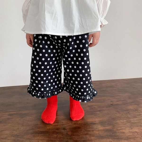 

summer kids pants polka dot loose straight trousers, Blue