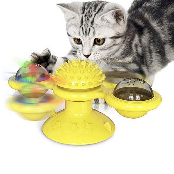 

cat toys whirling scratching with led ball teasing interactive massage kitten turntable pet tickle soft educational windmill toy