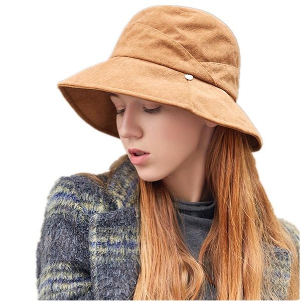 

flodable suede bucket hat wide brim fisherman caps autumn winter for women uv protection hats, Blue;gray