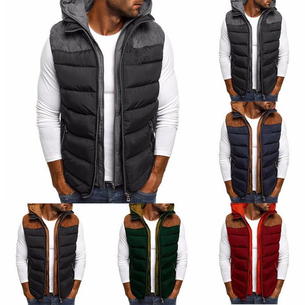 

mens winter warm thick coats vests sleeveless jackets casual waistcoat cotton hooded coat plus size duck down jackets male vests, Black;white