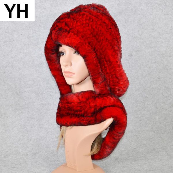 

scarves women winter knitted real rex fur hat scarf brand cap quality natural ring shawl, Blue;gray
