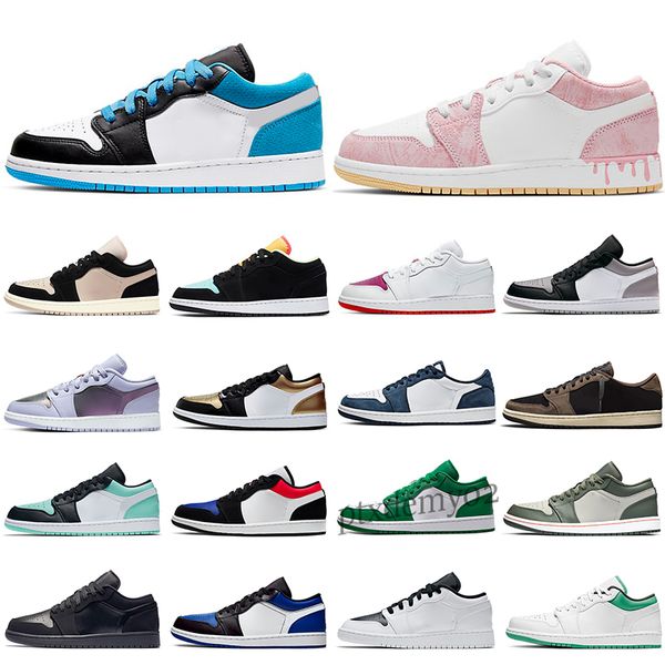 

1 low 1s unc basketball shoes university blue triple black light smoke grey panda lucky green cactus paris mens women sneakers pt02