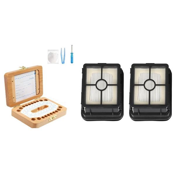 

vacuum cleaners 2pcs filter for bissell 1866 cross wave 1785 series with tooth keepsake box, milk teeth save organizer kit