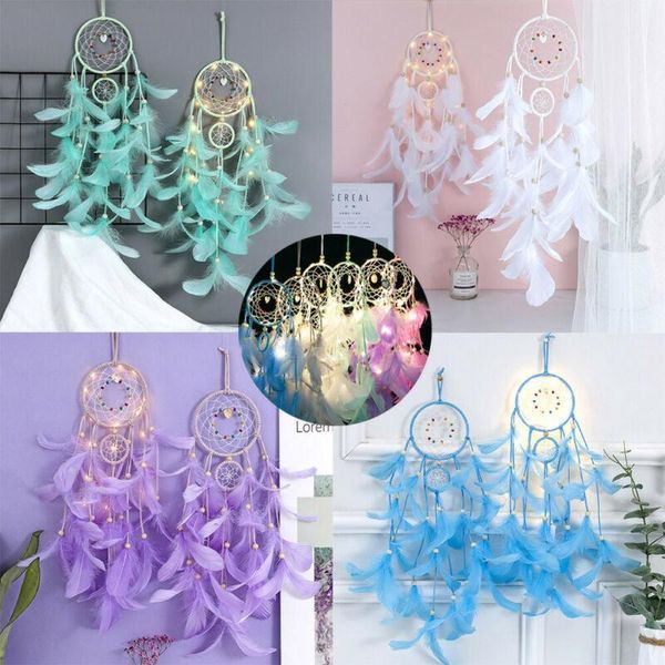 

wall dreamcatcher led handmade feather dream catcher braided wind chimes art for hanging car home decoration decorative objects & figurines