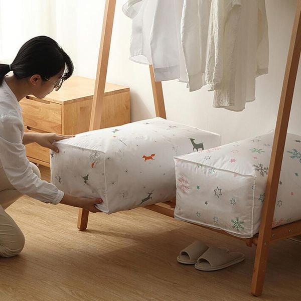 

storage bags foldable quilt bag clothes blanket closet sweater organizer box pouches home save space snowflake pattern sac
