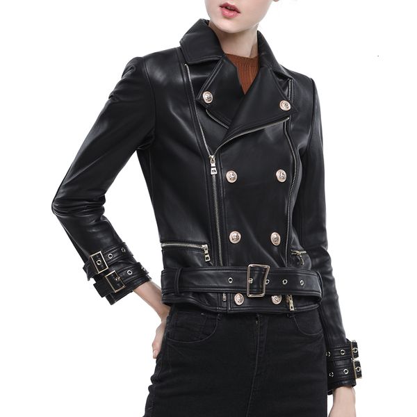

jackets woman coats high-quality 100% jackets motorcycle clothing female real sheepskin leather special sale, Black;brown