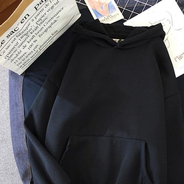 

oversized 10 colors autumn womens sweatshirt solid hooded cotton thicken warm fashion, Black