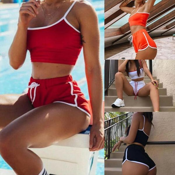 

fashion patchwork suits workout womens pants sports strings vest bra short athletic set, White