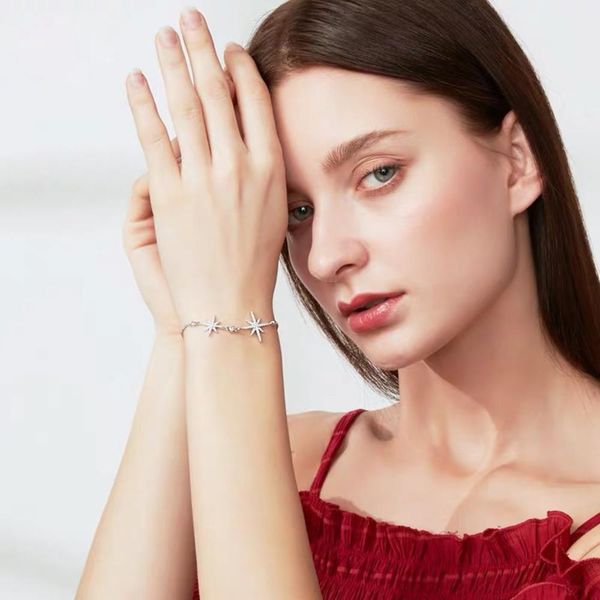 

stars popular s925 pure silver shell star bracelet push pull adjustable fashion personality trend luxury women's ship, Golden;silver
