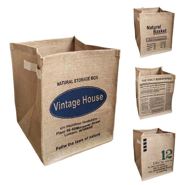 

storage bags retro cotton line bag with side handle household dirty clothes bucket container reusable grocery