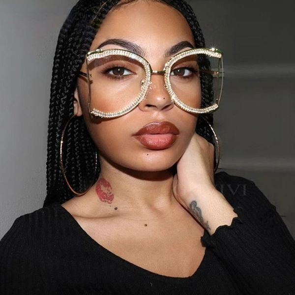 

sunglasses 2021 women oversized cz diamond designer sun glasses ladies luxury shades for wholesale bulk oculos, White;black