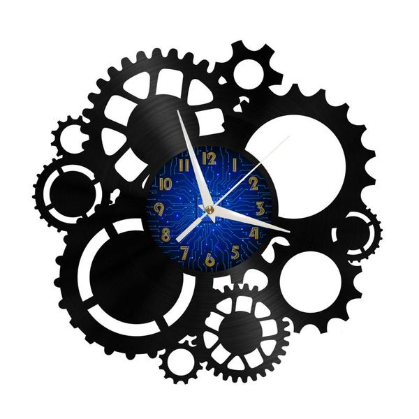 

wall clocks gear modern design home decor creativity 12 inch record led clock for living room kitchen art decoration