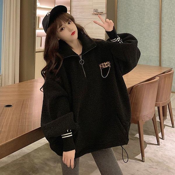 

women's hoodies & sweatshirts women coat zipper collar black, hoodie clothing [shipped within 15 days]]