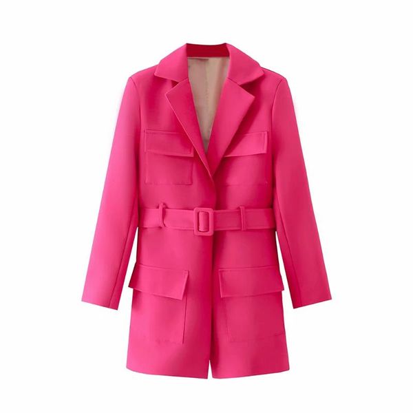 

women's suits & blazers dylqfs 2021 women elegant solid long sleeve suit female vintage office lady no buckle belt blazer casual fashio, White;black