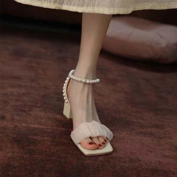 

dress shoes women slippers heel sandals 2021 summer leather high sandales femmes sandalias, Black