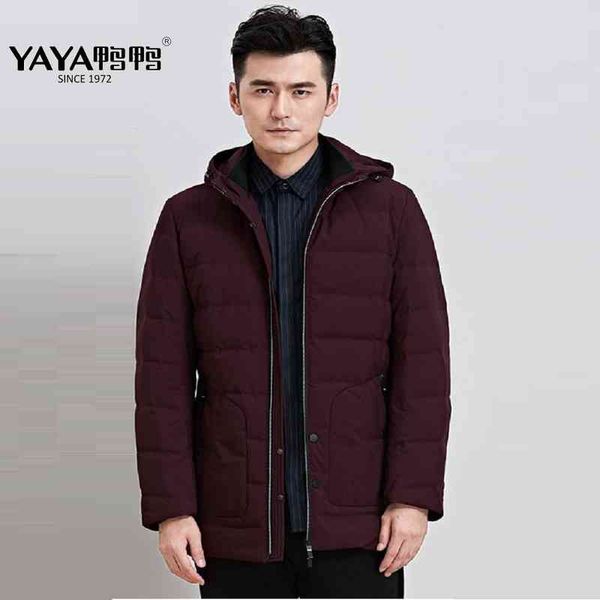 

yaya 2021 gray duck down et men warm short busins casual elastic collar with hood solid color trend coat thick parkas, Black;white