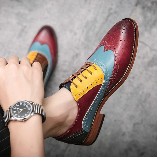 

dress shoes men's fashion colorful lace-up casual leather oxford business wedding banquet flat driving 38-48, Black