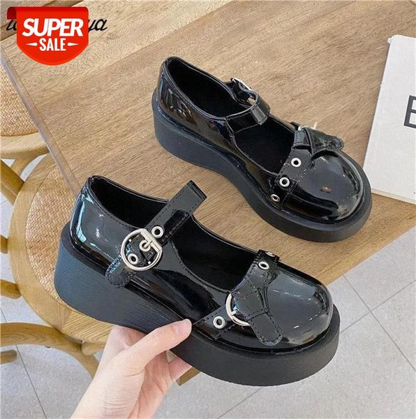 

low heel women small leather shoes 2020 spring models mary jane women's japanese high heels retro platform #do49, Black