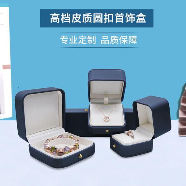 

wedding diamond pendant necklace ring leather packing jewelry box, Silver