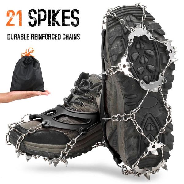 

teeth crampons women men non-slip shoes cover stainless steel anti slip ice cleats shoe boot grips traction snow spikes cords, slings and we