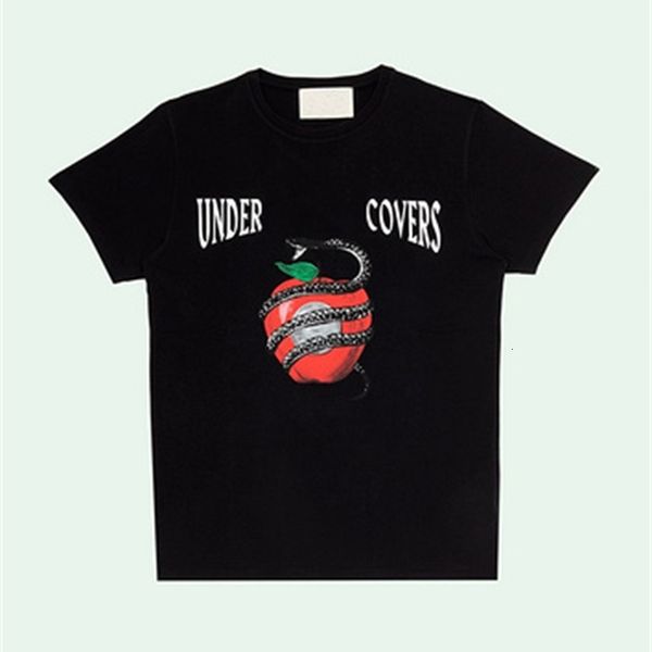 

undercovers of snake printed women shirts tees hiphop streetwear men casual short sleeve t shirt, White;black
