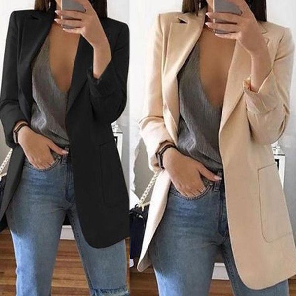

women's suits & blazers women slim blazer jacket outwear long sleeve career formal business coat casual womens, White;black