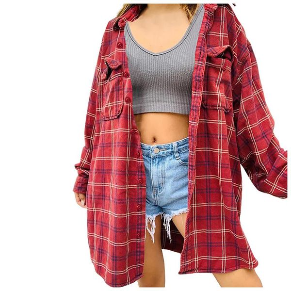 

women's hoodies & sweatshirts red checked shirt female retro port flavor spring and autumn 2021 version loose students wear sun protect, Black