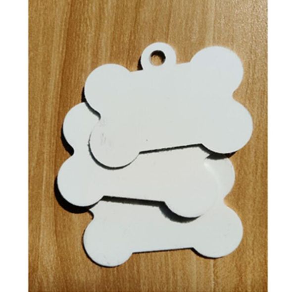 

dhl300pcs sublimation diy blank white metal bone pet dog tag id card