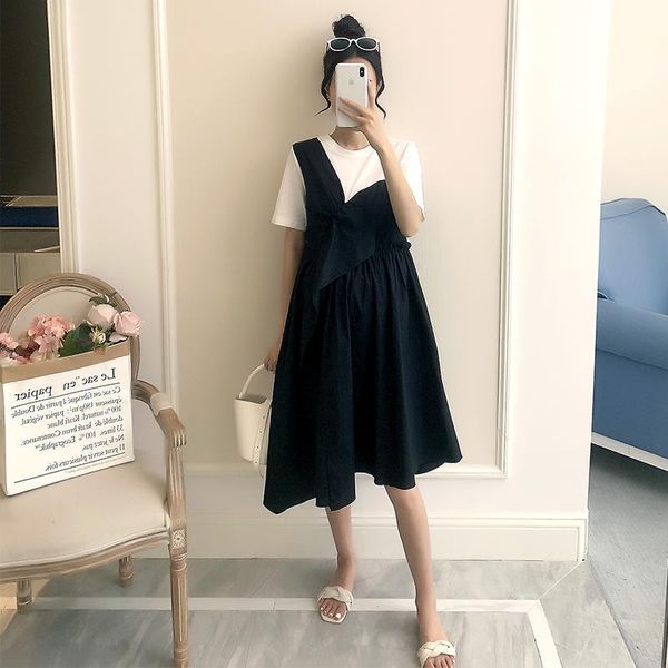 

maternity dresses 50639# dress summer cotton short sleeves loose stylish a line pregnant women mom, White