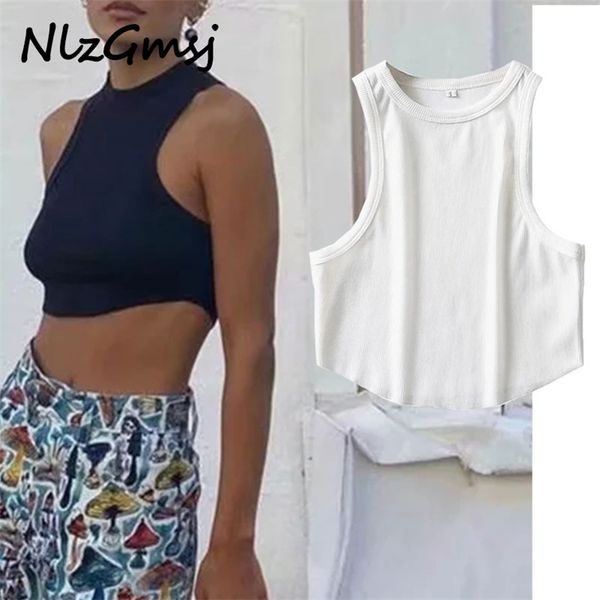 

tank women fashion white crop streetwear all match camis vintage sleevelss 210628