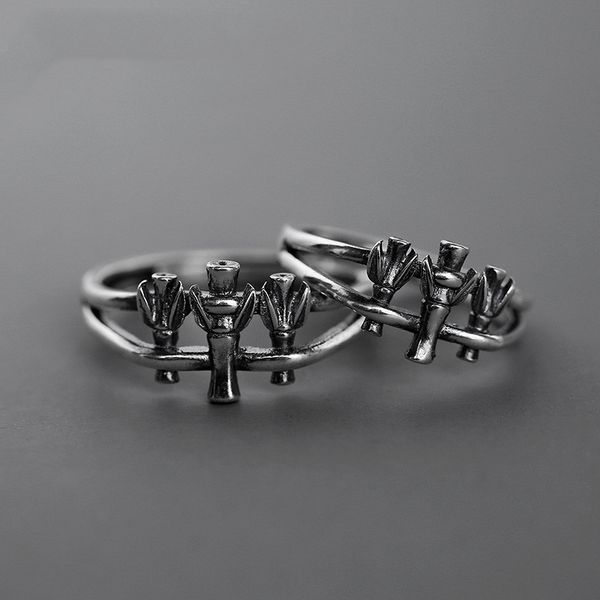 

design of "jun you bandit" couple making old bamboo opening ring lover series students, Golden;silver