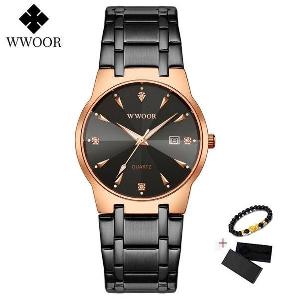 

wristwatches brand wwoor date clock gold black quartz watch men luxury waterproof golden steel male wristwatch luminous watches 2021, Slivery;brown
