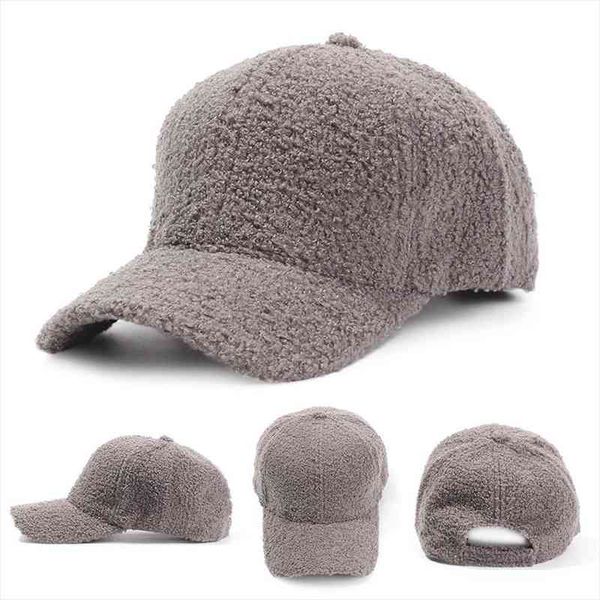 

winter wool thicken warm sports baseball cap women men casual street hip hop cap adjustable fashion peaked hat black pink, Blue;gray