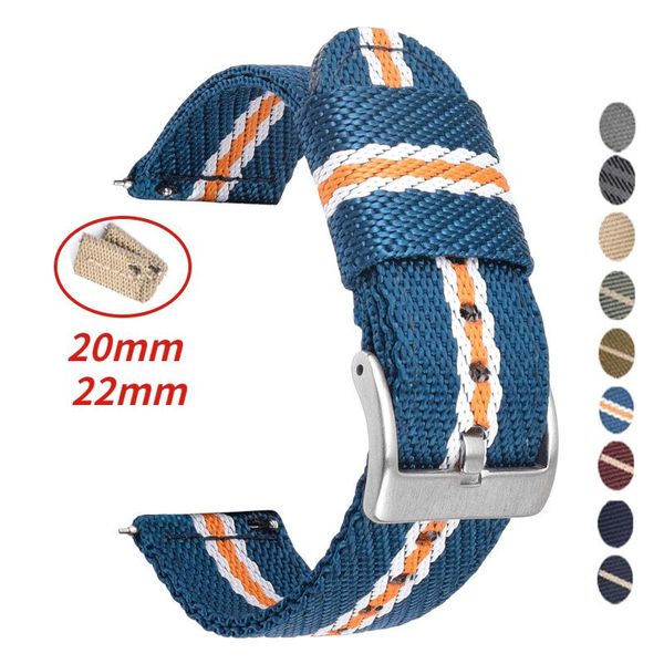 

watch bands quick release 20 22mm nylon strap for samsung galaxy 4/4 classic 3 band huawei gt2 sport replacement, Black;brown