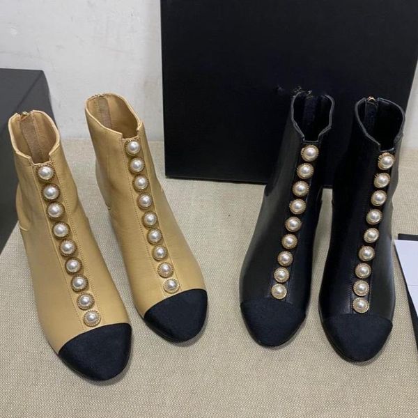 

boots ankle genuine leather 2021 autumn/winter high heels round head thin heel all-match fashion comfortable shoes, Black