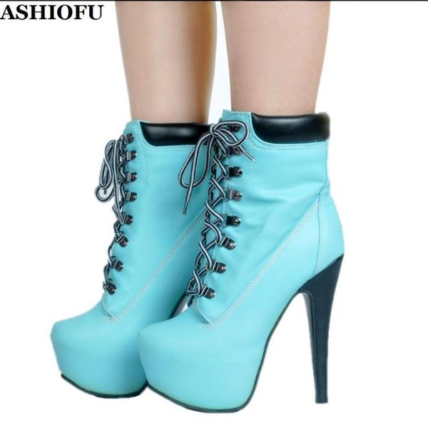 

boots ashiofu handmade arrival women's high heel real pos cross-straps ankle party prom evening winter shoes, Black