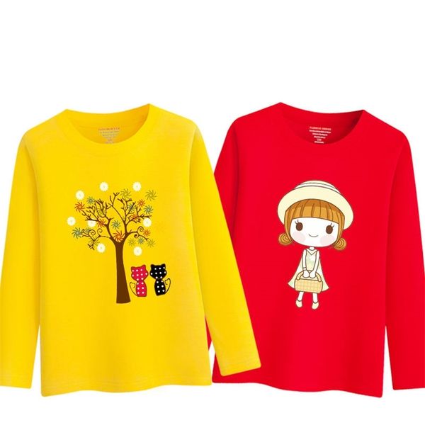 

selling girls tshirt long sleeve cartoon kids spring autumn clothes cute bottoming t shirts for children tree sweatshirts 210622, Blue