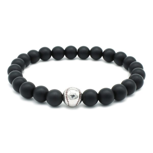 

special offer 70% off micro baseball beaded bracelet 8 mm frosted stone elastic, Black