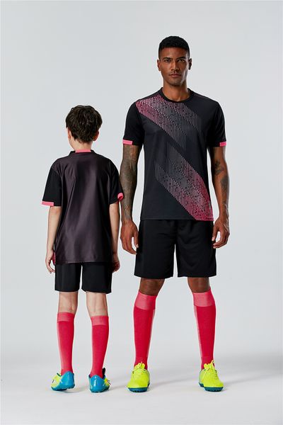 

new arrival kid survetement football jerseys sets, boy men soccer shirt kit shorts , youth football uniforms clothes k8827, Black