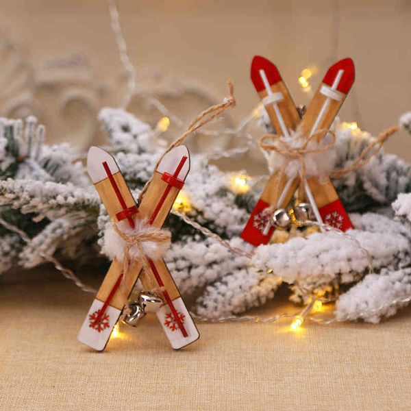 

ornaments wooden sled christmas tree pendant window dressing decorations