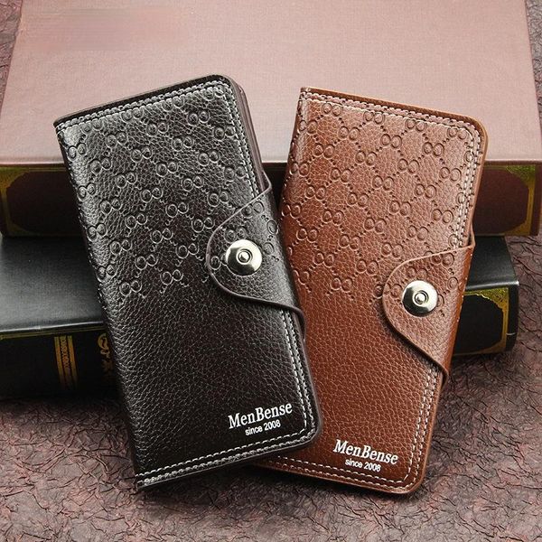 

men's wallet long fashion embossed multi-card magnetic buckle bag wallets, Red;black