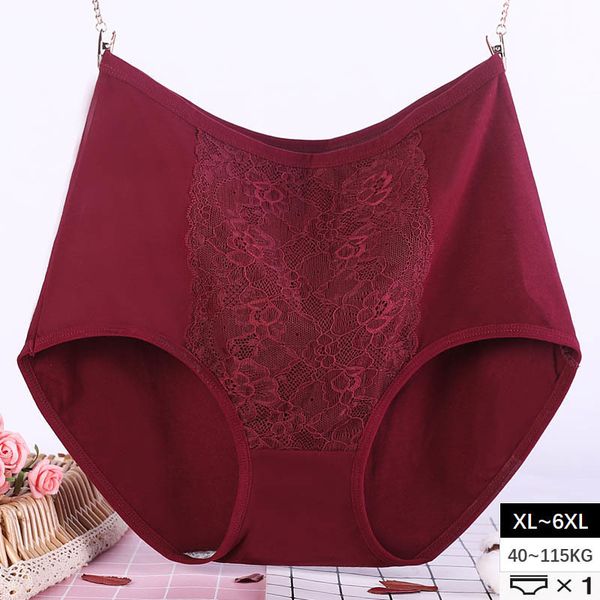 

xl~6xl summer panties high waist cotton briefs women's lingerie lace underpants solid breathable underwear female intimates, Black;pink