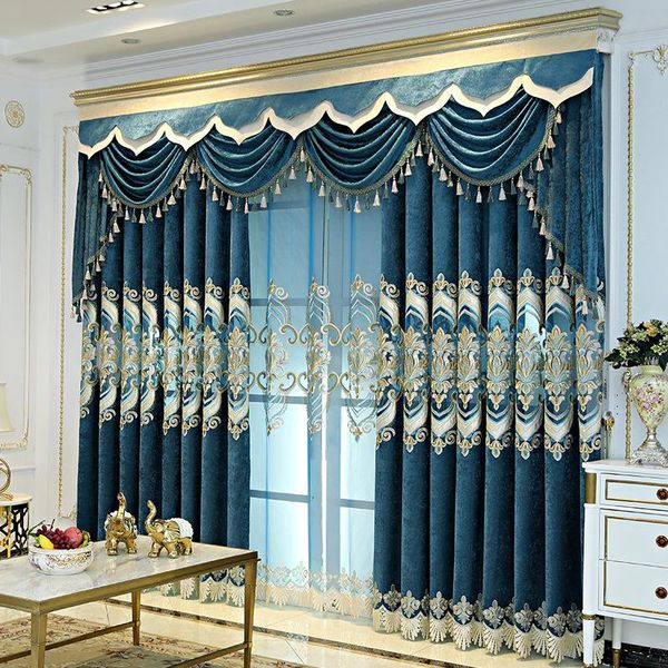 

curtain & drapes style embroidered curtains european for living room and bedroom chenille blackout customized size