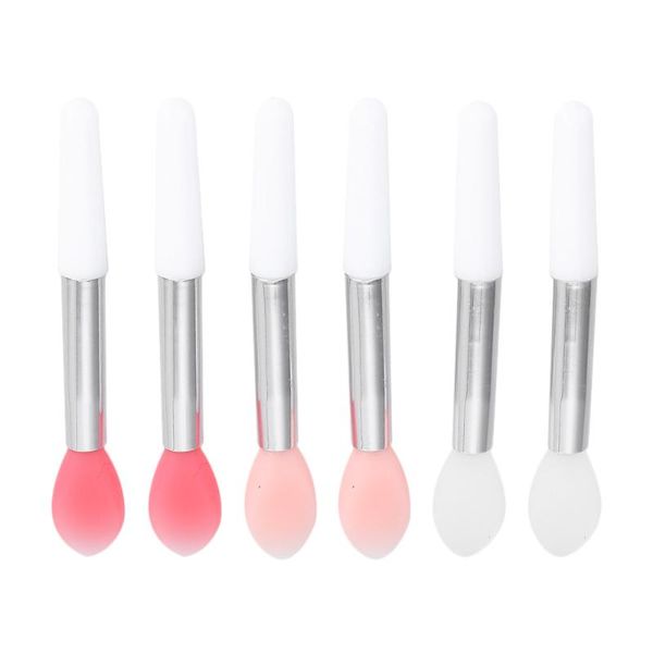 

6pcs portable single head makeup brushes multifunctional silicone lip cosmetic tool(translucent and flesh eyelash curler