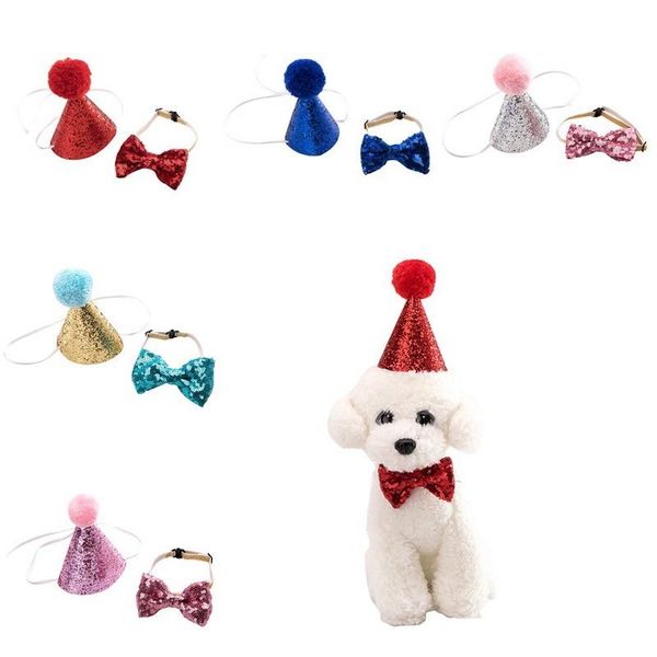

dog apparel birthday hat bowknot tie shiny cat headband christmas party decoration pet headwear costume accessories