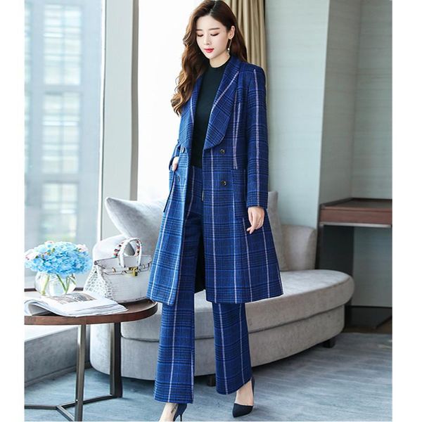 

women's suits & blazers suit fashion long double-breasted two-piece (jacket + pants) slim formal dress, White;black